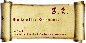 Berkovits Kolombusz névjegykártya